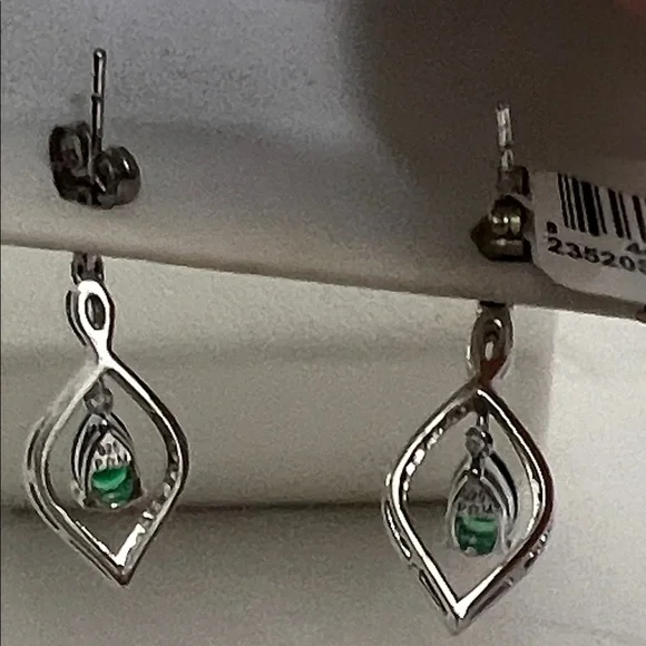 Elegant Emerald (Sim) & LC Sapphire Silver Earings - Picture 3 of 6